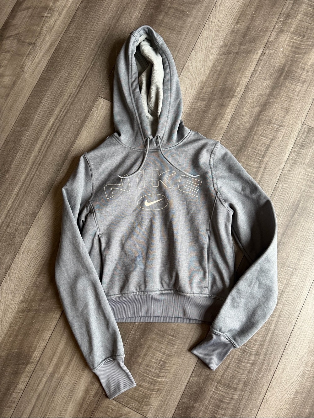 Nike Women's Therma-FIT One Pullover Graphic Hoodie Heather Gray Sz XS